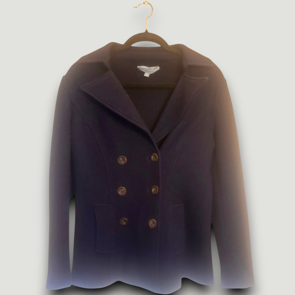 Magnolia Grace Pea Coat Women Small Navy Blue Wool Blend Preppy Classic